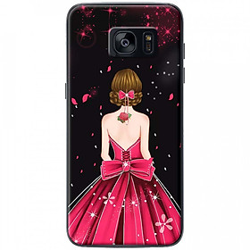 Ốp lưng dành cho Samsung S7 Edge mẫu Cô gái váy hồng