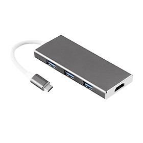 7 in 1 Type C Mult-Port USB  Hub Adapter with  TF Card Reader Gray