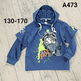 Áo thun có nón hoodie phong cách Hàn Quốc cho bé size 20-40kg chất cotton 4 chiều mềm mịn mát