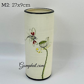 Mua Lọ hoa gốm sứ- Bình hoa vẽ tay họa tiết sen xanh Gốm Bát Tràng cao cấp