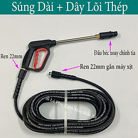 Mua Bộ 10m 15m 20m dây rửa xe Lõi Thép và súng xịt rửa xe dài (bộ như hình) - Súng rửa xe áp lực cao  dây xịt rửa xe áp lực cao