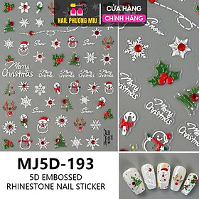 Hình Dán Móng Sticker Ông Già Noel 5D Làm Nail Siêu Xinh, Miếng Dán Móng Hình Giáng Sinh, Bông Tuyết, Tuần Lộc