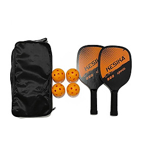 Set 2 Vợt Chơi Bóng Pickleball Siêu Nhẹ Và Nhanh Chóng Kèm Túi Đựng 4 Quả Bóng Kesika - Màu Cam