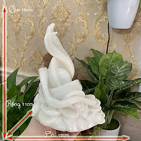 Mua  Linh vật phong thủy  Tượng đá trang trí con Rắn ôm tài lộc phong thủy trang trí bàn làm việc - Cao 16cm - Đá Non Nước