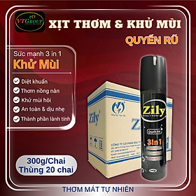 Xịt Thơm & Khử Mùi Zily 300g (20 Chai/Thùng) - Tặng 1 chai Nước lau sàn Rick 4.7Kg