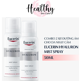 Combo 2 xịt dưỡng ẩm cho da nhạy cảm Eucerin Hyaluron Mist Spray 50ml 66858