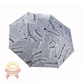 Mua Ô dù chống tia UV 3 lớp che mưa nắng 8 nan kép chắc chắn nhỏ gọn họa tiết retro giấy báo Hàn Quốc