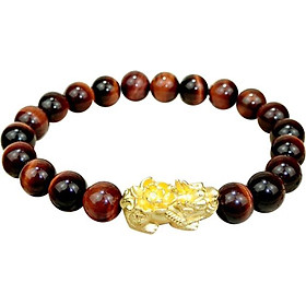 Vòng Tay Mắt Hổ Nâu Đỏ Charm Tỳ Hưu