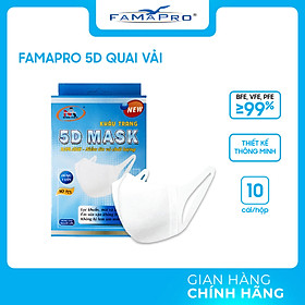 [HỘP - FAMAPRO 5D DÂY VẢI] - Khẩu trang y tế kháng khuẩn 3 lớp Famapro 5D Mask dây vải (10 cái/ hộp)