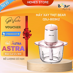 Máy Xay Thịt, Máy Xay Thực Phẩm Cực Êm Đa Năng BEAR QSJ-B03K2 Dung Tích 2 Lít, Công Suất 300 W - Hàng Chính Hãng