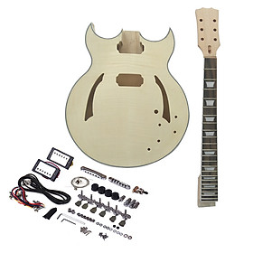 Bộ Lắp Ráp Đàn Guitar Điện Tử Muslady DIY Gồm Thân Đàn Gỗ Trầm, Cổ Đàn Gỗ Hồng Sắc, Bàn Phím Hợp Âm