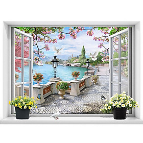 Mua Tranh dán tường cửa sổ cảnh biển đẹp trang trí phòng khách và phòng ngủ - VT0435