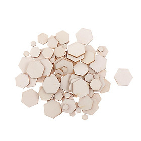 100Pieces Unfinished Wood Pieces - Hexagon Natural Rustic Wooden Cutout for Home
