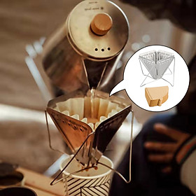 Pour Over Coffee Dripper Filter Holder, Portable Folding Stainless Steel Reusable Coffee Cone Filter Stand with 100pcs Filter Paper for Picnic Camping