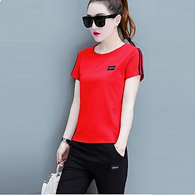Bộ đồ thể thao lửng nữ logo da TT117