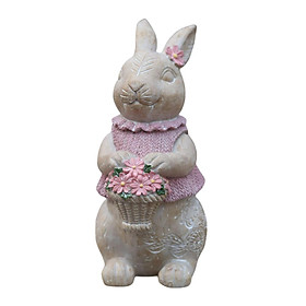 Lovely Rabbit Animal Statue Wood Effect Gifts Standing Ornament Decor