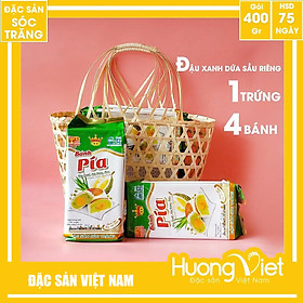 Bánh pía lá dứa sầu riêng trứng muối 400g, bánh pía Tân Huê Viên vị dứa thơm ngon