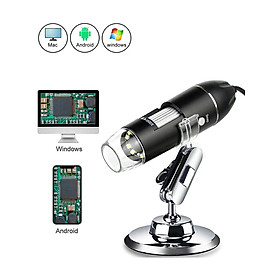 Bản Nâng Cấp - Kính Hiển Vi Điện Tử Cầm Tay Zoom 1000x 8 Đèn Led 3 Trong 1 USB/TypeC/Micro USB Camera Nội Soi HD. 3 In 1 New Portable HD 1000X 2MP Zoom Microscope 8 LED Micro USB Type-c Digital Handheld Magnifier Endoscope Camera