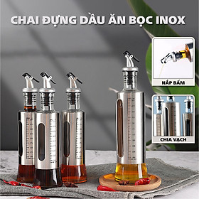 Mua Chai rót dầu ăn  nước tương thuỷ tinh bọc inox cao cấp 200/300/500ml
