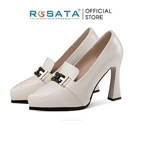 Giày cao gót nữ ROSATA RO594 xỏ chân mũi nhọn kiểu dáng cơ bản gót nhọn cao 9cm xuất xứ Việt Nam - Trắng