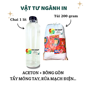 Mua Combo 1 lít axeton và túi 200gr bông gòn dùng để tẩy sơn móng tay  rửa mạch điện  tẩy mực in