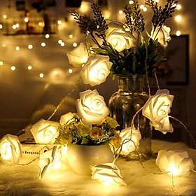 Dây đèn led hoa hồng 20 bông sử dụng pin AA trang trí nhà cửa, sinh nhật, tiệc cưới