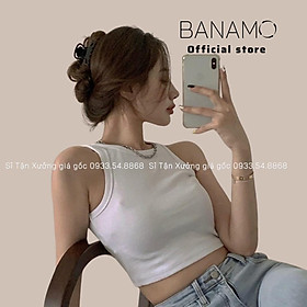 Áo nữ croptop 3 lỗ bozip co giãn 4 chiều phong cách sexy siêu đẹp thời trang Banamo Fashion áo 3 lỗ 3129