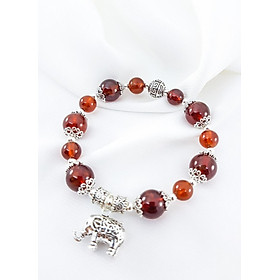 Vòng Tay Mệnh Hỏa, Thổ Đá Garnet Mix Charm Con Voi