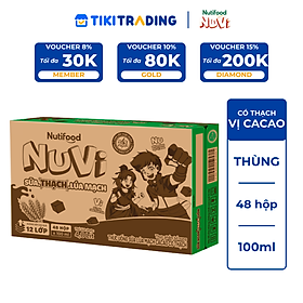 Thùng 48 hộp Sữa Lúa Mạch Cacao Có Thạch Nuvi 100ml - Phát Triển Chiều Cao, Tăng Cường Trí Nhớ
