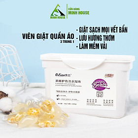 Viên giặt xả quần áo đồ vải 3 in 1, làm mềm, chất lưu hương dạng túi gel Minh House