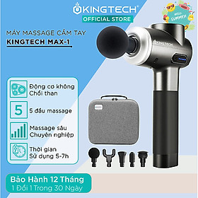 Súng Massage Cao Cấp KINGTECH MAX 1 - Máy Mát Xa Cầm Tay Dùng Động Cơ Không Chổi Than - Bản Nâng Cấp Cho Vận Động Viên, Gymer, Runner - Hỗ Trợ Mát Xa Chuyên Sâu, Thư Giãn, Giảm Đau, Phục Hồi Cơ Bắp - Quà Tặng Nam Nữ, Sếp, Doanh Nghiệp