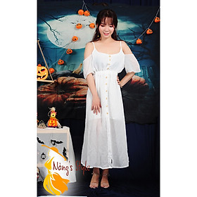 ĐẦM MAXI TRẮNG TRỄ VAI
