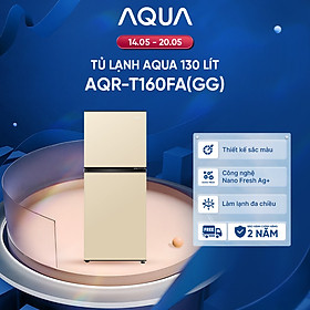 Tủ lạnh AQUA 130 lít ngăn đá trên AQR-T160FA(GG) - Màu Be - Freeship toàn quốc - Bảo hành 2 năm - Hàng chính hãng