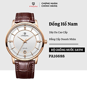 Đồng hồ nam PAGINI PA16688 cao cấp dây da thật mặt tròn – Thiết kế sang trọng, lịch lãm