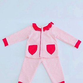 Bộ quần áo dài bé gái Hồng trơn chần bông nhẹ - AICDBGAHTTDT - AIN Closet