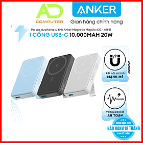 Pin Sạc Dự Phòng Không Dây Từ Tính ANKER 633 Maggo A1641, Pin Từ Tính 10000Mah Và USB-C Dành Cho Iphone 13/12 Series - Hàng Chính Hãng