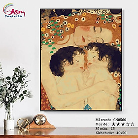 Mua Tranh tự tô màu sơn dầu số hóa về mẹ Tình mẫu tử Mẹ ôm con đẹp nhất CN0560