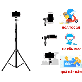 Chân đế điện thoại, máy ảnh  dùng để livestream, chụp ảnh, quay tiktok, kiêm gắn đèn livestream , tặng kèm remote bluetooth - Hàng chính hãng 