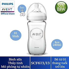 Bình sữa thủy tinh mô phỏng tự nhiên hiệu Philips Avent (240ml - đơn) cho trẻ từ 1 tháng tuổi 673.13