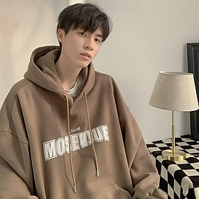 Áo Hoodie Kaki Dài Tay Dáng Rộng In Chữ Cá Tính Cho Nam Nữ Cỡ M-5XL