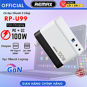 Mua Củ Sạc Nhanh 100W Remax U99 Cốc sạc GaN3 Pro - Sạc nhanh Laptop/Smartphone/Tablet 4-in-1 Hàng Chính Hãng Remax