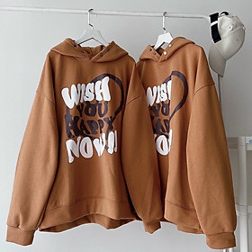 Áo Hoodie Nỉ Lót Bông Dây Kéo in chữ WISH NOW form rộng ullzang Unisex-chống nắng tốt-mùa đông