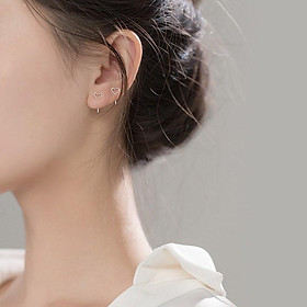 Bông tai bạc nữ Khuyên tai bạc nữ trái tim dạng xỏ