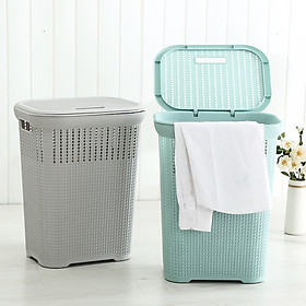 Mua Giỏ đựng đồ quần áo có nắp Hàn Quốc ( Tặng Sét 5 Móc áo Inox Xoắn Dài 40cm )