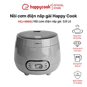 Nồi cơm điện nắp gài 0.8L Happy Cook HCJ-080G - Hàng Chính Hãng