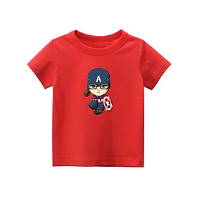 Áo thun bé trai hình Captain America vải cotton tay ngắn cổ tròn - Áo phông trẻ em Gokis shop 306