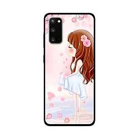 Ốp Lưng Dành Cho Samsung Galaxy S20 mẫu Cô Gái Váy Trắng Nền Hoa Đào - Hàng Chính Hãng