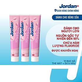 Combo 3 Kem đánh răng cho ngưởi lớn vị bạc hà dưa hấu Jordan Clean & Fresh Cool - 75g