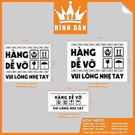 Set 50/100 Tem hàng dễ vỡ dán thùng hàng, kiện hàng (15x10cm, 8x10cm, 8x4cm) - tem sticker dán đơn hàng dành cho shop