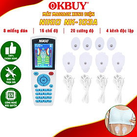 Máy massage xung điện Nikio NK-103A - 4 kênh, 8 miếng dán, 16 chế độ, 20 cường độ tùy chỉnh